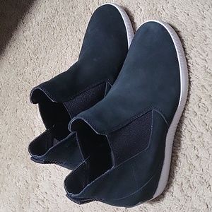 Sorel Women's Out N About Slip-On Wedge Bootie - Chrome Black/White Size 8